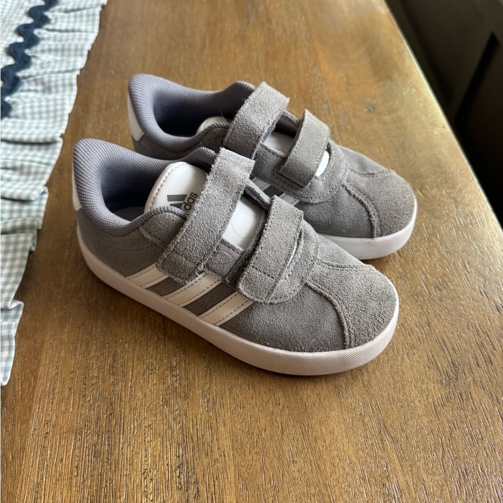 Adidas Kids Gray and White Sneakers